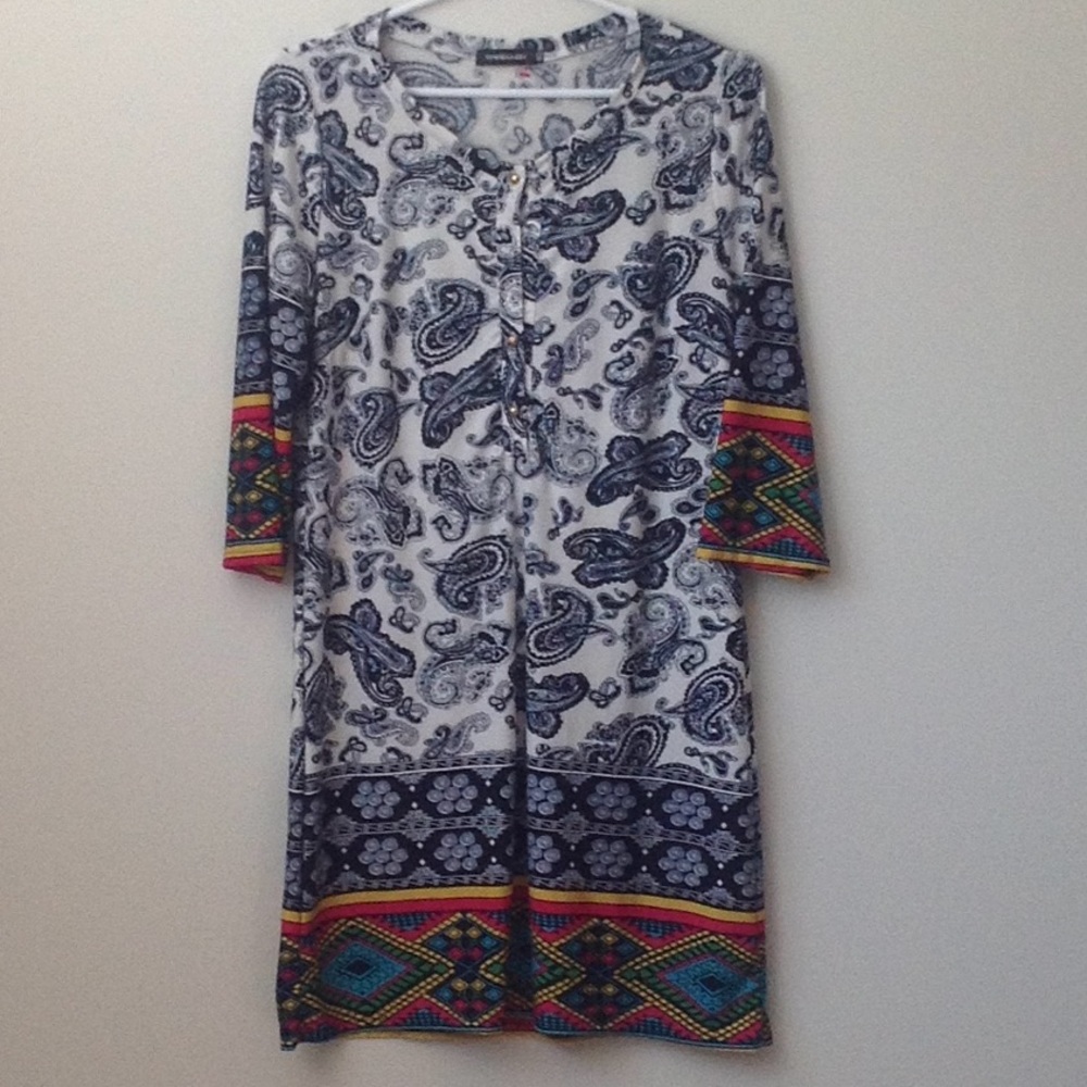 2/$30 Cashmere printed multi coloured dress